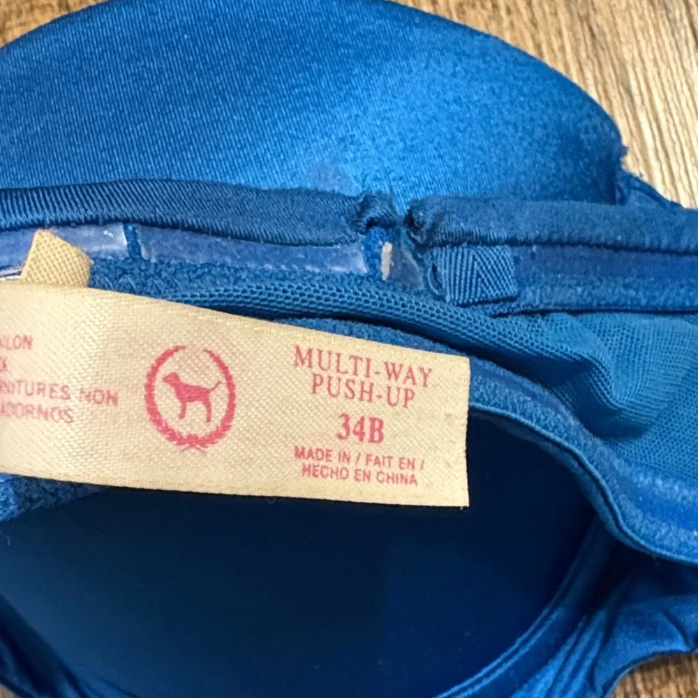Victoria Secret Pink Multi-Way Strapless Bright Blue Padded Push-up Bra
